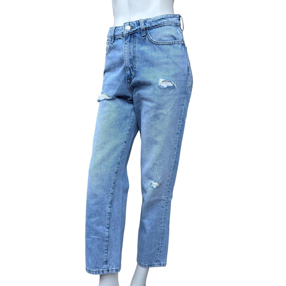 Guess Mom Jeans Distressed Y2K High Waisted Light Wash Denim 90s Style â 28